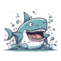 Cartoon shark. Vector illustration. Isolated on white background.