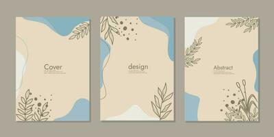 Cover page notebook collection. Templates with abstract autumn leaves. A4 size For book, binder, diary, planner, brochure, notebook, catalog vector