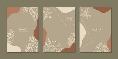 Cover page notebook collection. Templates with abstract autumn leaves. A4 size For book, binder, diary, planner, brochure, notebook, catalog vector