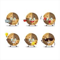 Sweety cookies cartoon character with various types of business emoticons vector