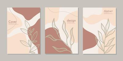 Set of notebook cover hand drawn floral designs. beautiful botanical abstract background .Designs is for notebook, book, planner, diary, poster, card. Size A4. Vector illustration