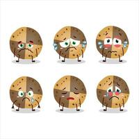 Sweety cookies cartoon character with sad expression vector