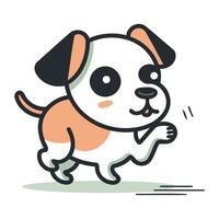 linda perro correr. vector ilustración en garabatear estilo.