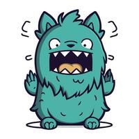 Angry cartoon monster. Vector illustration. Isolated on white background.