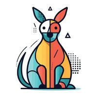 Funny kangaroo. Vector illustration in flat linear style.