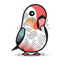 Funny parrot isolated on white background. Vector illustration in cartoon style.