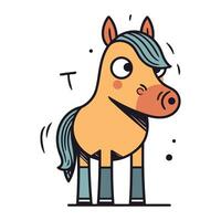 Funny cartoon horse. Vector illustration in doodle style.