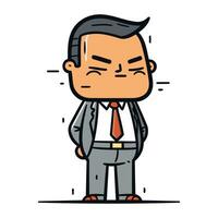 Angry businessman cartoon character. Vector illustration in a flat style.