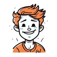 Vector illustration of a happy smiling boy in orange t shirt.