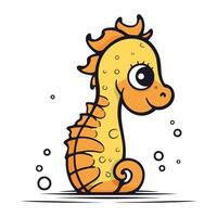 Seahorse. Vector illustration. Cute cartoon sea horse.
