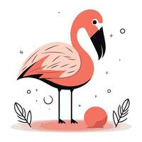 Flamingo vector illustration. Cute flamingo character. Summer tropical bird.