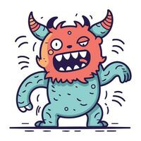 Funny cartoon monster character. Vector illustration of a funny monster.