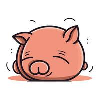Vector illustration of a cute pig face. Cute cartoon pig character.