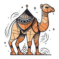 Camel vector illustration. Cute camel in native american style.