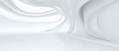 Empty futuristic white room with copy space for presentation product. AI generative photo