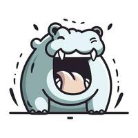 Angry hippopotamus. Vector illustration in cartoon style isolated on white background.