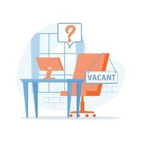 Staff search. Vacant job position. Workplace, workspace with no people, flat vector modern illustration