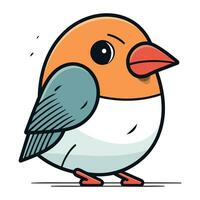 Vector illustration of cute little bird. Isolated on white background.