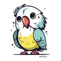 Cute cartoon parrot. Vector illustration. Isolated on white background.