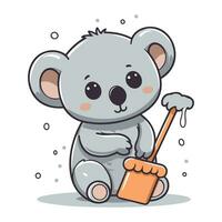 Cute koala holding a bucket of honey. Vector illustration.