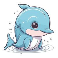 Cute cartoon dolphin. Vector illustration of a cute baby dolphin.