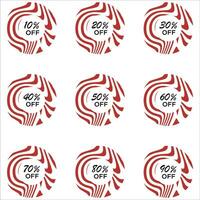 SET SALE TAG BADGE TEMPLATE FLAT COLOR DESIGN. OFFER WITH DIFFERENT DISCOUNT FROM 10, 20, 30, 40, 50, 60, 70, 80, 90 PERCENT OFF.MODERN DESIGN VECTOR FOR YOUR BUSINESS