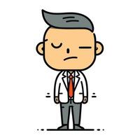 Cartoon stick figure drawing illustration of a man in a business suit. vector