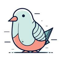 Vector illustration of cute little bird. Flat line art style design.