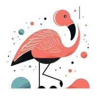 Flamingo. Vector illustration in flat style. Exotic bird.