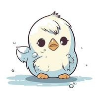 Illustration of a Cute Little Bird in Cartoon Style on White Background vector