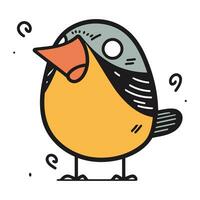 Vector illustration of cute cartoon little bird. Hand drawn doodle style.