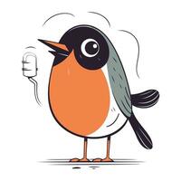 Funny cartoon robin. Vector illustration isolated on white background.