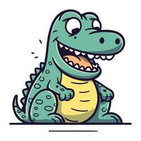 Cute cartoon crocodile. Vector illustration of a crocodile.