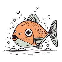 Cute cartoon fish isolated on a white background. Vector illustration.