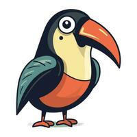 Cute cartoon toucan. Vector illustration isolated on white background.