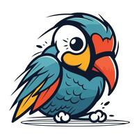 Cute cartoon parrot. Vector illustration isolated on white background.