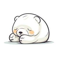 Polar bear sleeping. Cute cartoon character. Vector illustration.