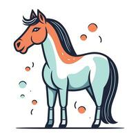 Vector illustration of a white horse on a white background. Flat style.