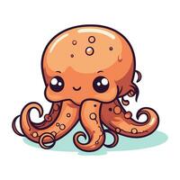 Cute cartoon octopus. Vector illustration isolated on white background.