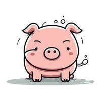 Funny cartoon pig. Vector illustration. Cute piggy.