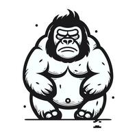 Vector illustration of a gorilla mascot character. Isolated on white background.