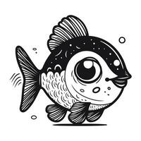 Cute fish. Vector illustration isolated on a white background. Hand drawn.