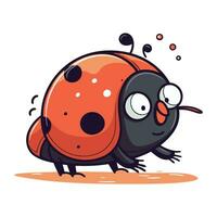 Cute cartoon ladybug with big eyes. Vector illustration isolated on white background.