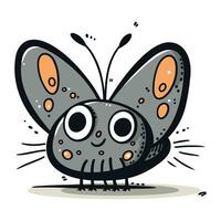 Butterfly with big eyes. Vector illustration on white background.