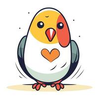 Cute cartoon parrot. Vector illustration isolated on white background.