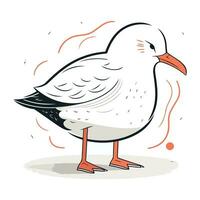 Vector illustration of a seagull. Hand drawn vector illustration.