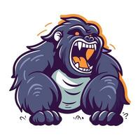 Angry gorilla cartoon mascot. Vector illustration isolated on white background.