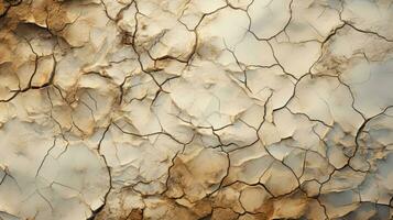 A dry river bed with deep cracks and rough soil in warm tones HD texture background. Highly Detailed. AI Generative photo