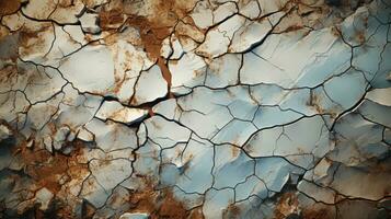 A dry river bed with deep cracks and rough soil in warm tones HD texture background. Highly Detailed AI Generative photo