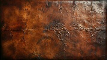 Weathered leather book cover vintage aged brown HD texture background Highly Detailed AI Generative photo